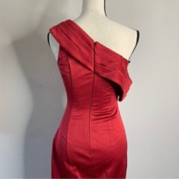 Lavish Alice Burgundy Off The Shoulder Pleated Side Cocktail Dress - Picture 11 of 14